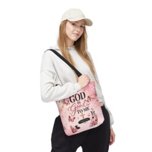 God Is Good to Me Floral Scripture Tote