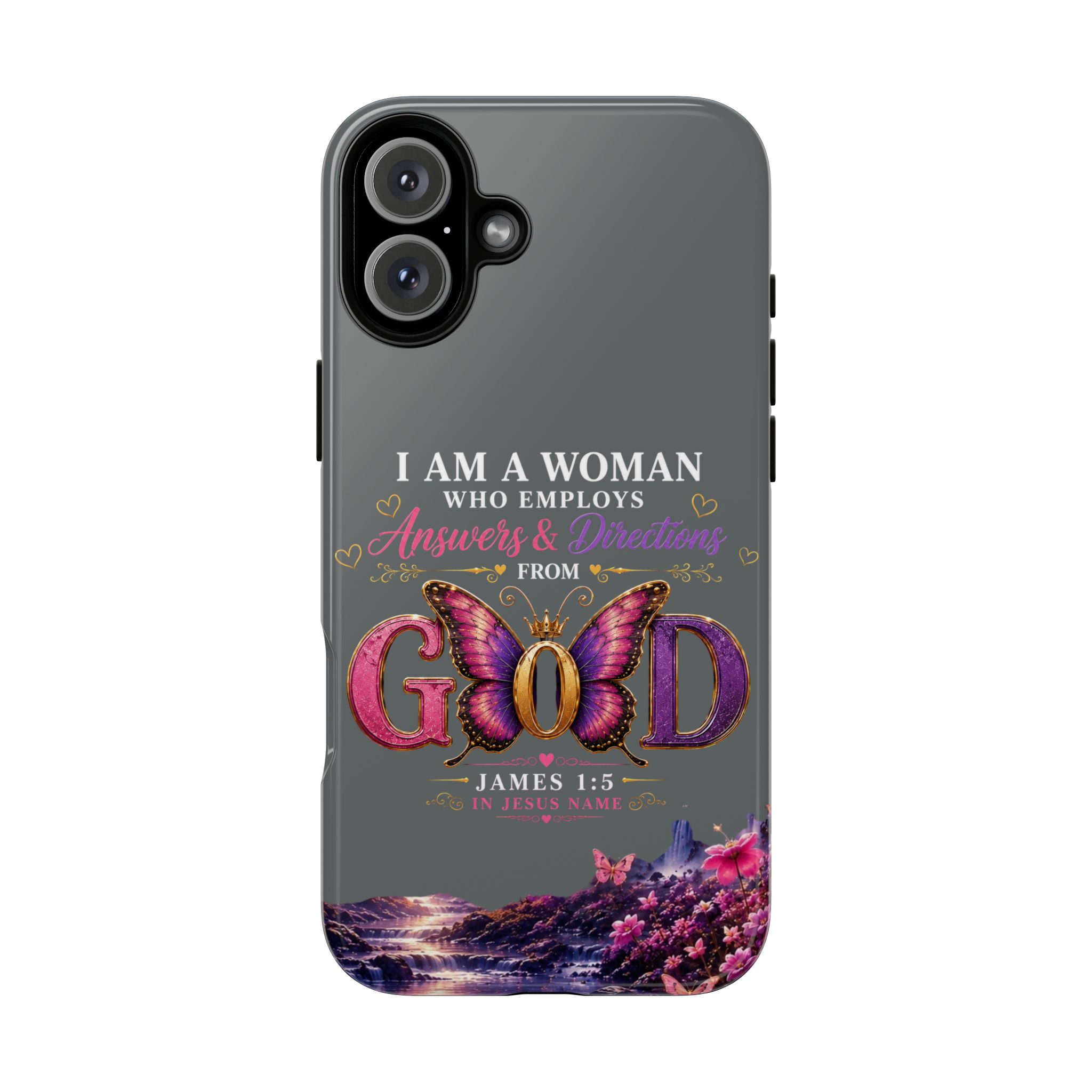 “I Am a Woman Who Employs Answers & Wisdom from God” Butterfly Design phone case - Image 115