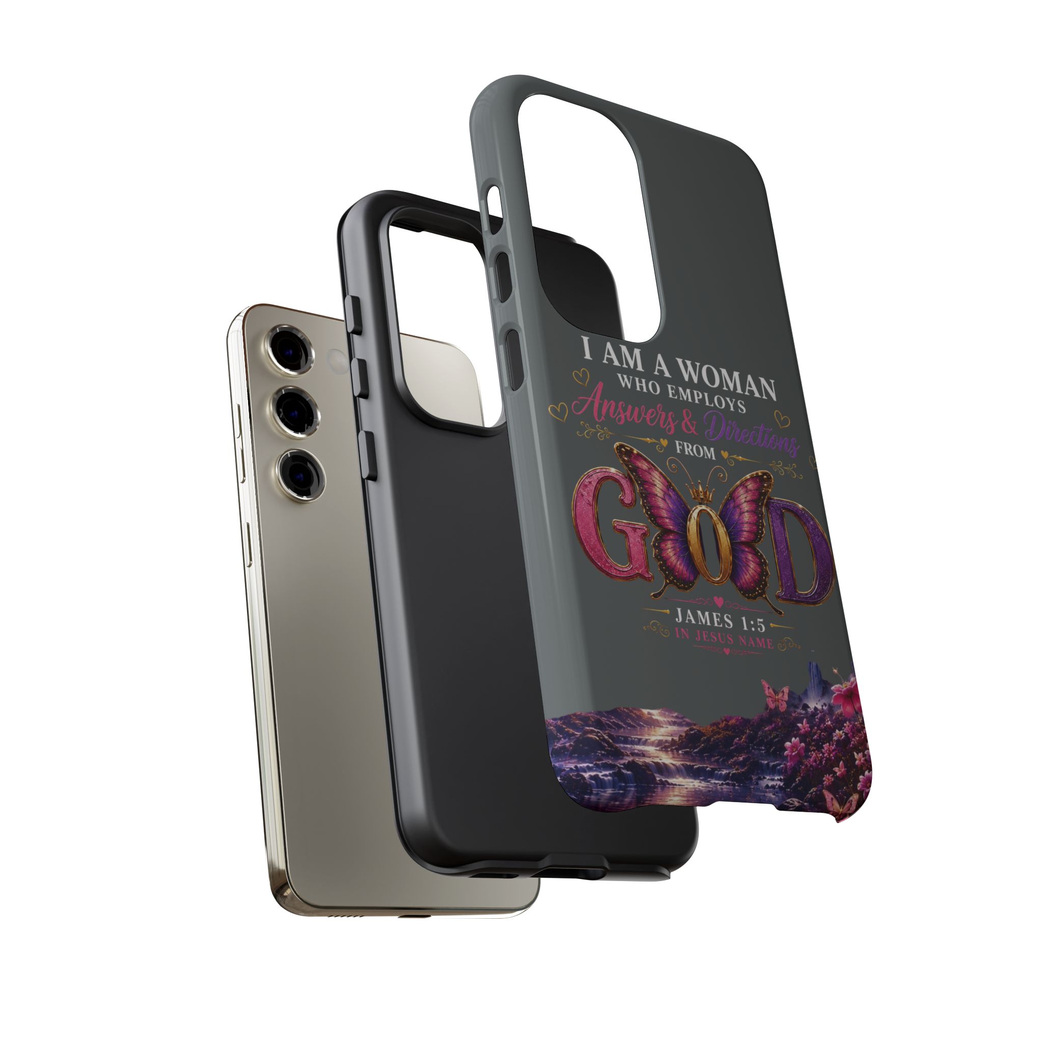 “I Am a Woman Who Employs Answers & Wisdom from God” Butterfly Design phone case - Image 65