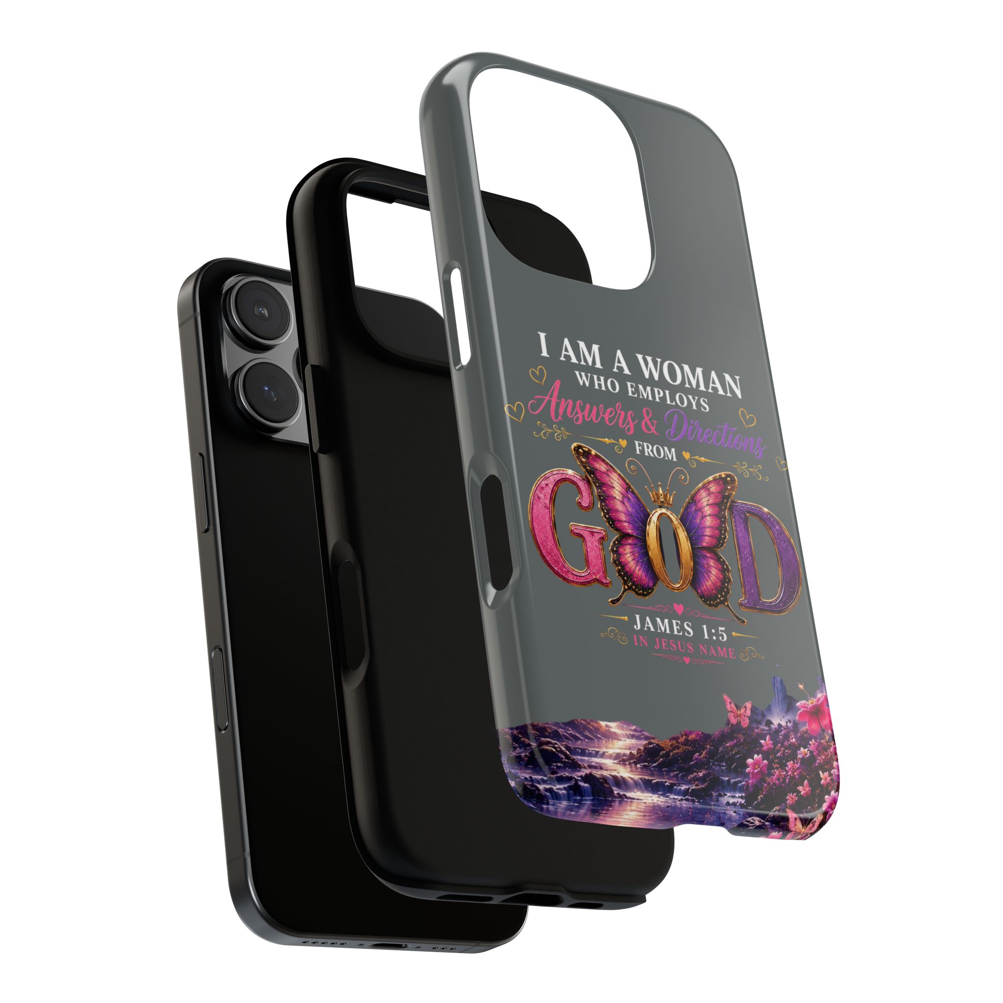 “I Am a Woman Who Employs Answers & Wisdom from God” Butterfly Design phone case - Image 121