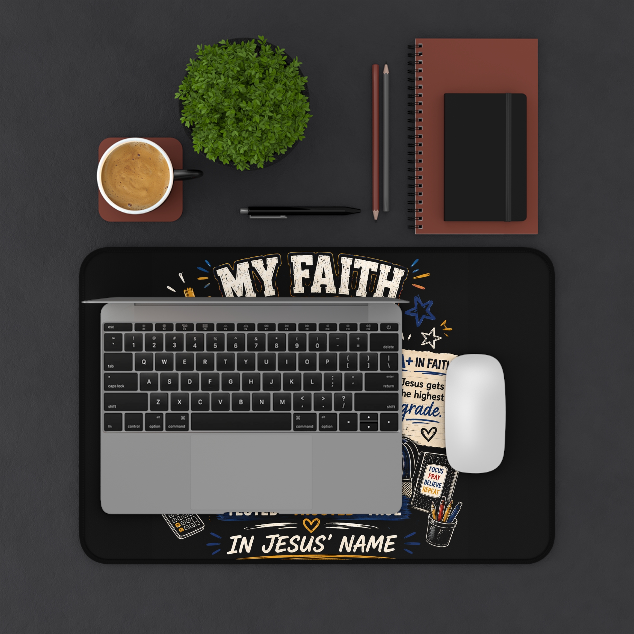 Faith in Jesus A+ Mouse pad— Christian Desk Pad for Students & Teachers - Image 3