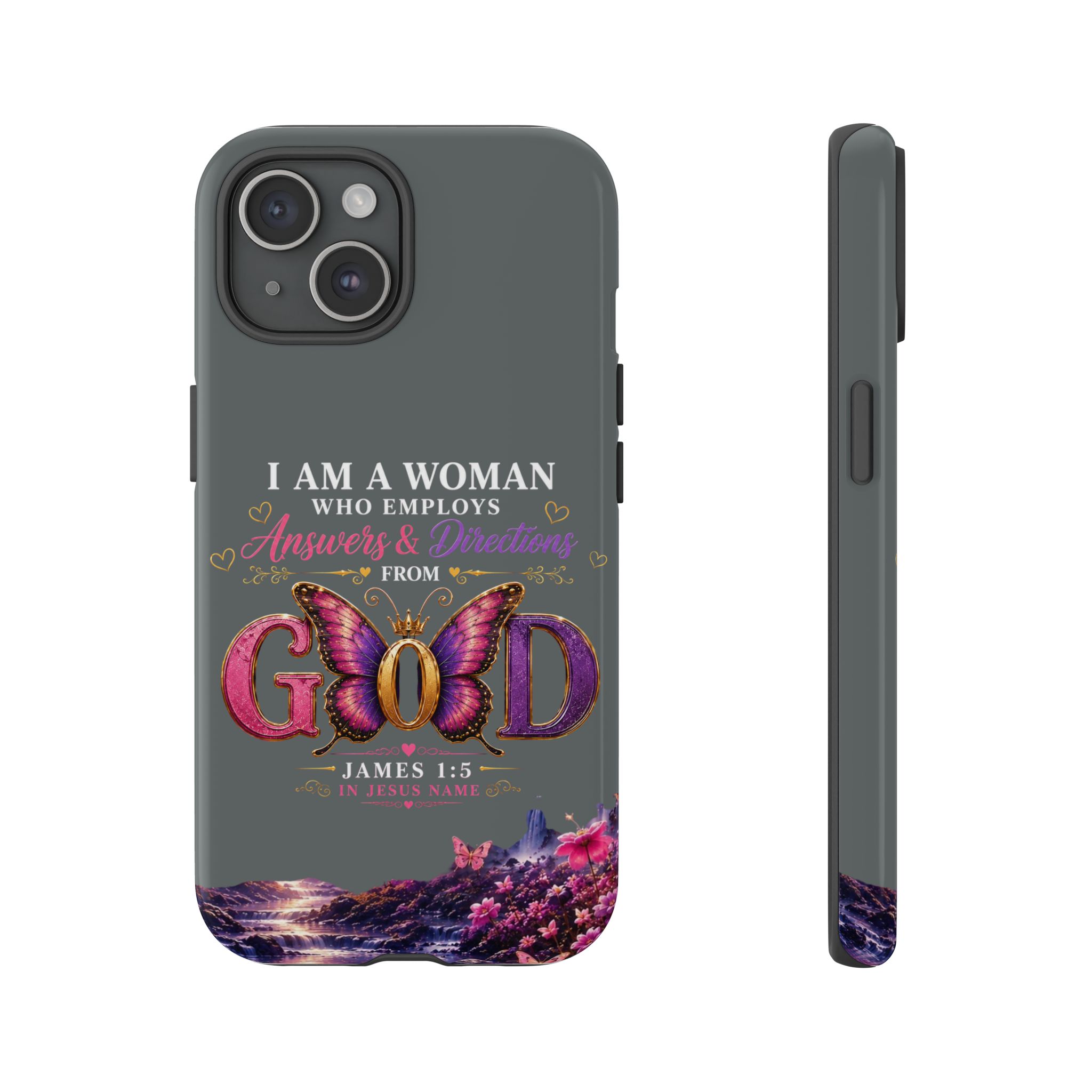 “I Am a Woman Who Employs Answers & Wisdom from God” Butterfly Design phone case - Image 83