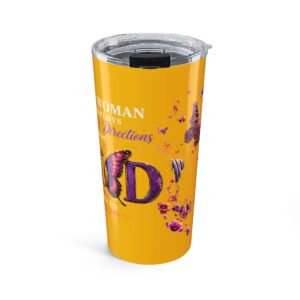 20oz Tumbler — "I Am a Woman" Faith Butterfly Travel Mug (James 1:5)