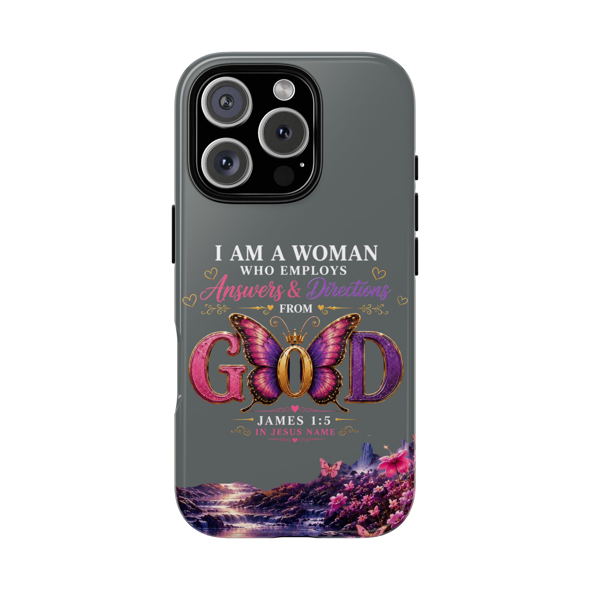 “I Am a Woman Who Employs Answers & Wisdom from God” Butterfly Design phone case - Image 119