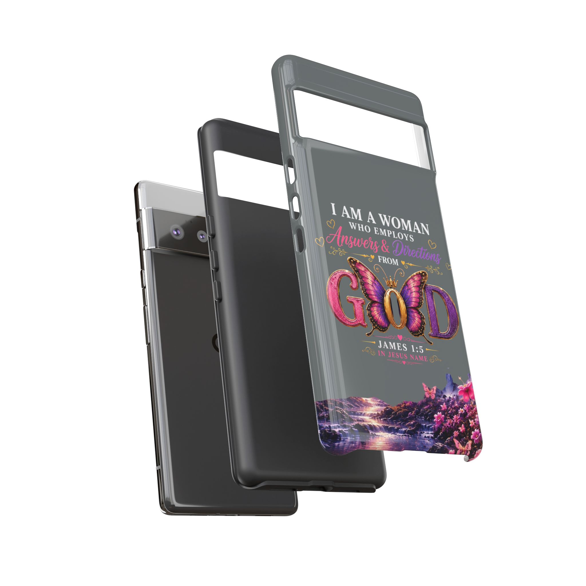 “I Am a Woman Who Employs Answers & Wisdom from God” Butterfly Design phone case - Image 81