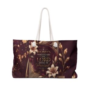 Weekender Bag — “A Woman Who Fears the Lord” Floral Travel Tote