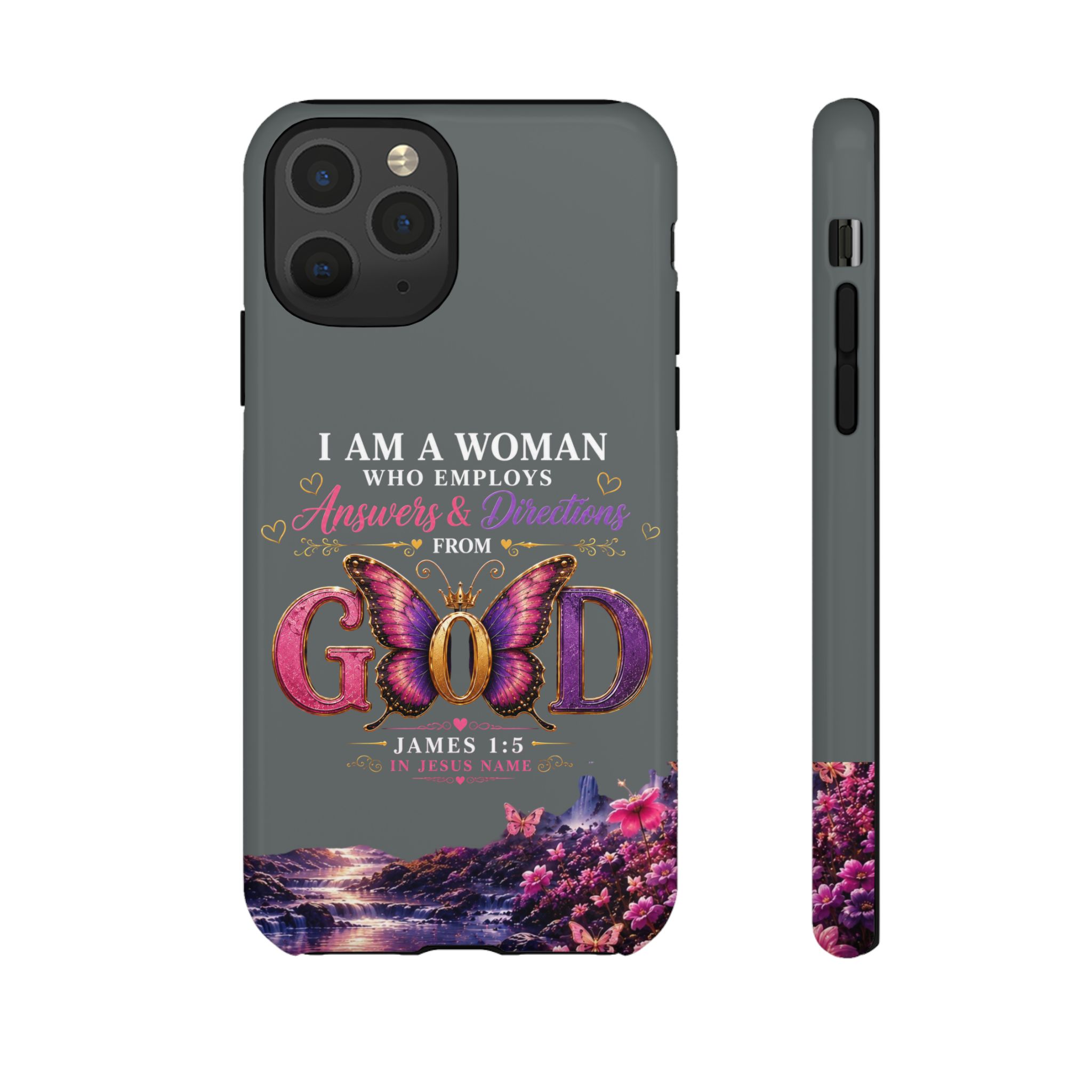 “I Am a Woman Who Employs Answers & Wisdom from God” Butterfly Design phone case - Image 12