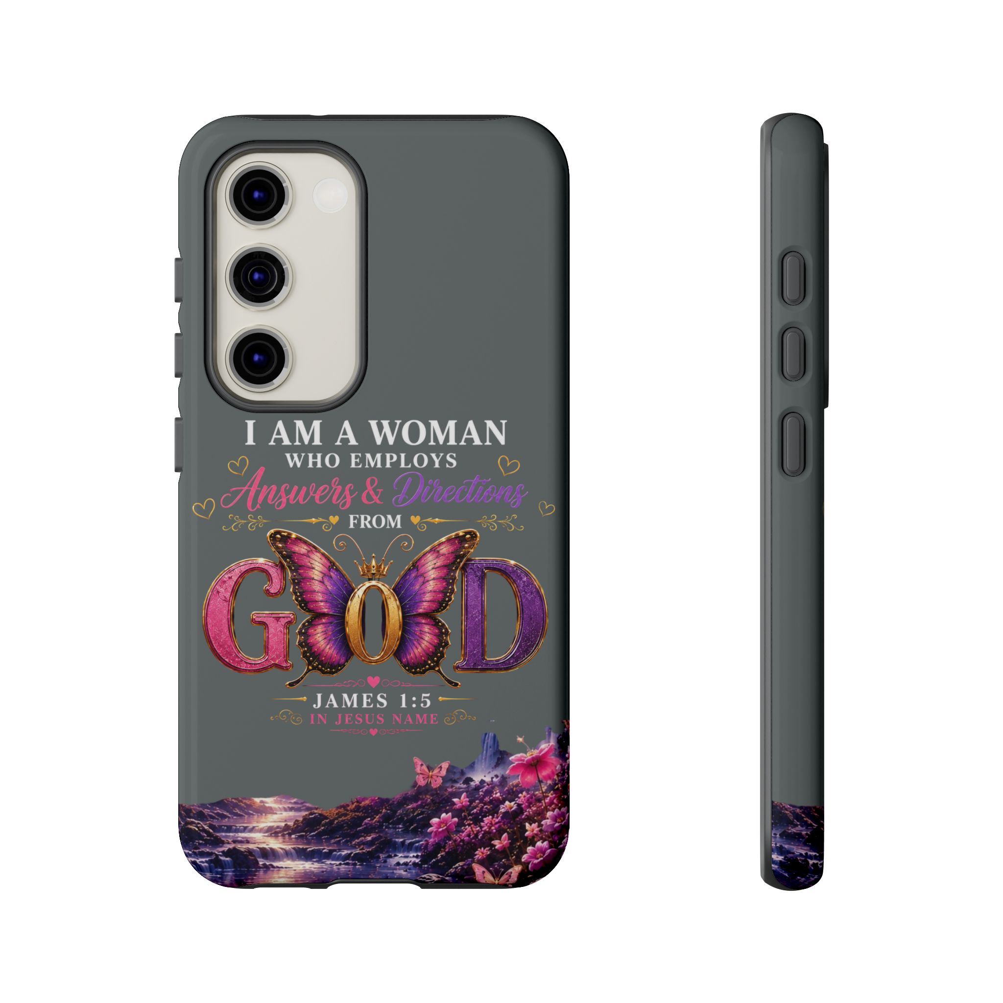 “I Am a Woman Who Employs Answers & Wisdom from God” Butterfly Design phone case - Image 63