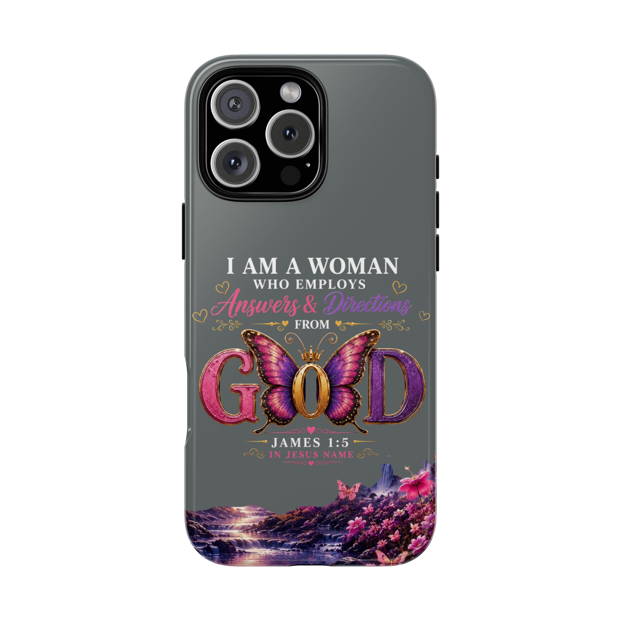 “I Am a Woman Who Employs Answers & Wisdom from God” Butterfly Design phone case - Image 123