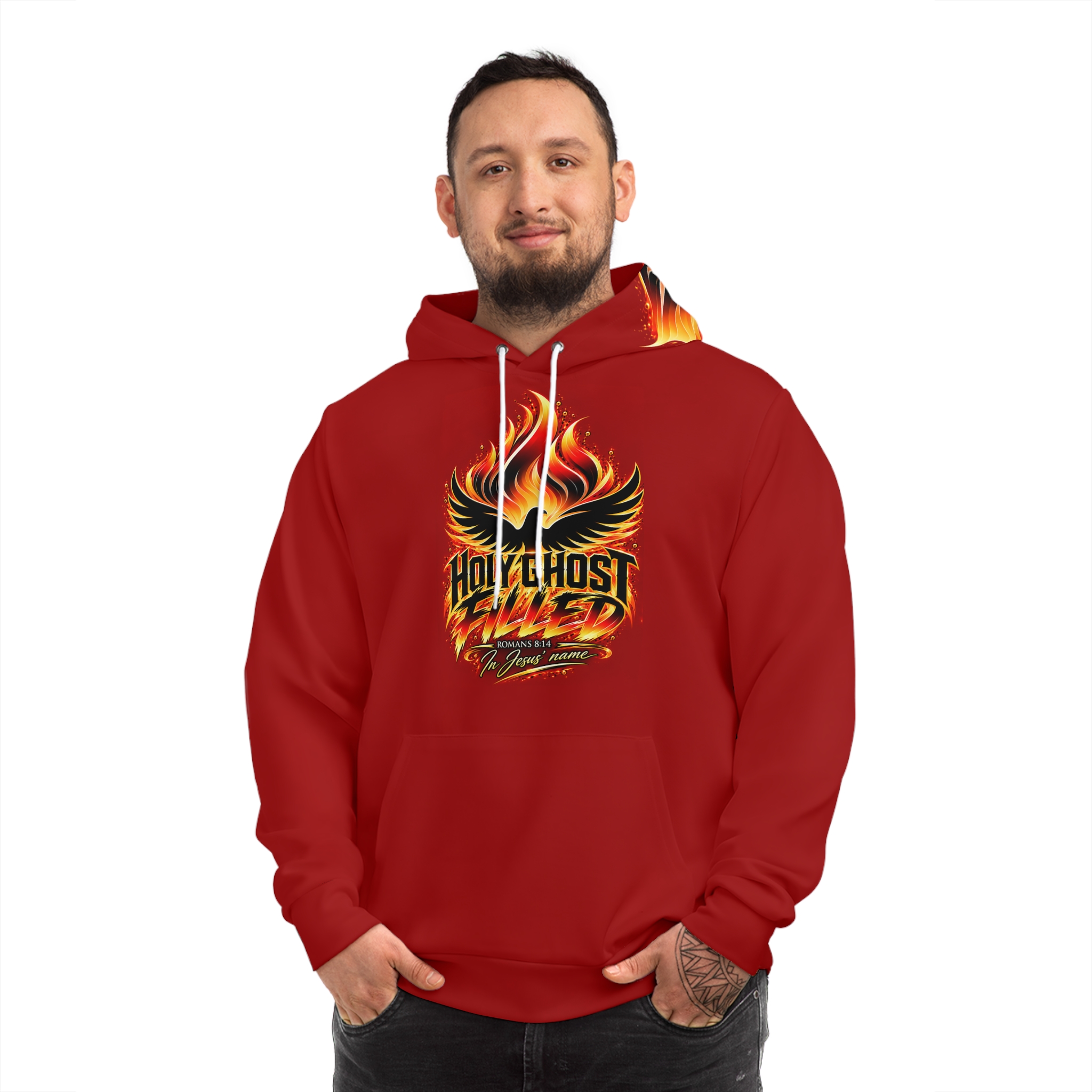 Holy Ghost Flames Hoodie - Christian Faith Flame Graphic Pullover - Image 4