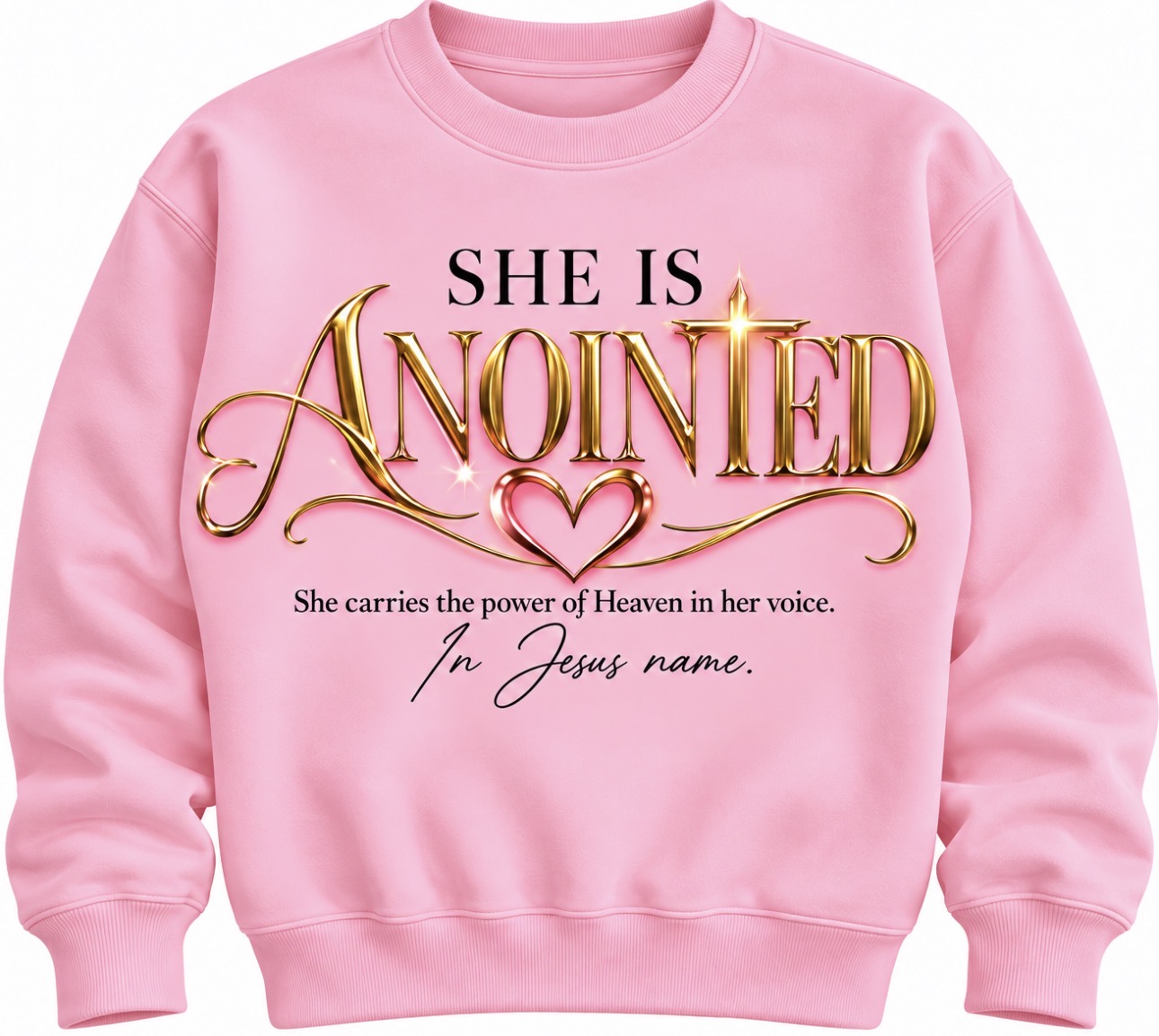 She Is Anointed Crewneck Sweatshirt — Faith-Based Christian Inspirational Pullover - Image 2