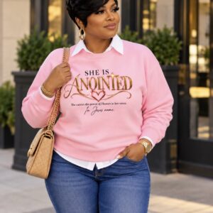 She Is Anointed Crewneck Sweatshirt — Faith-Based Christian Inspirational Pullover