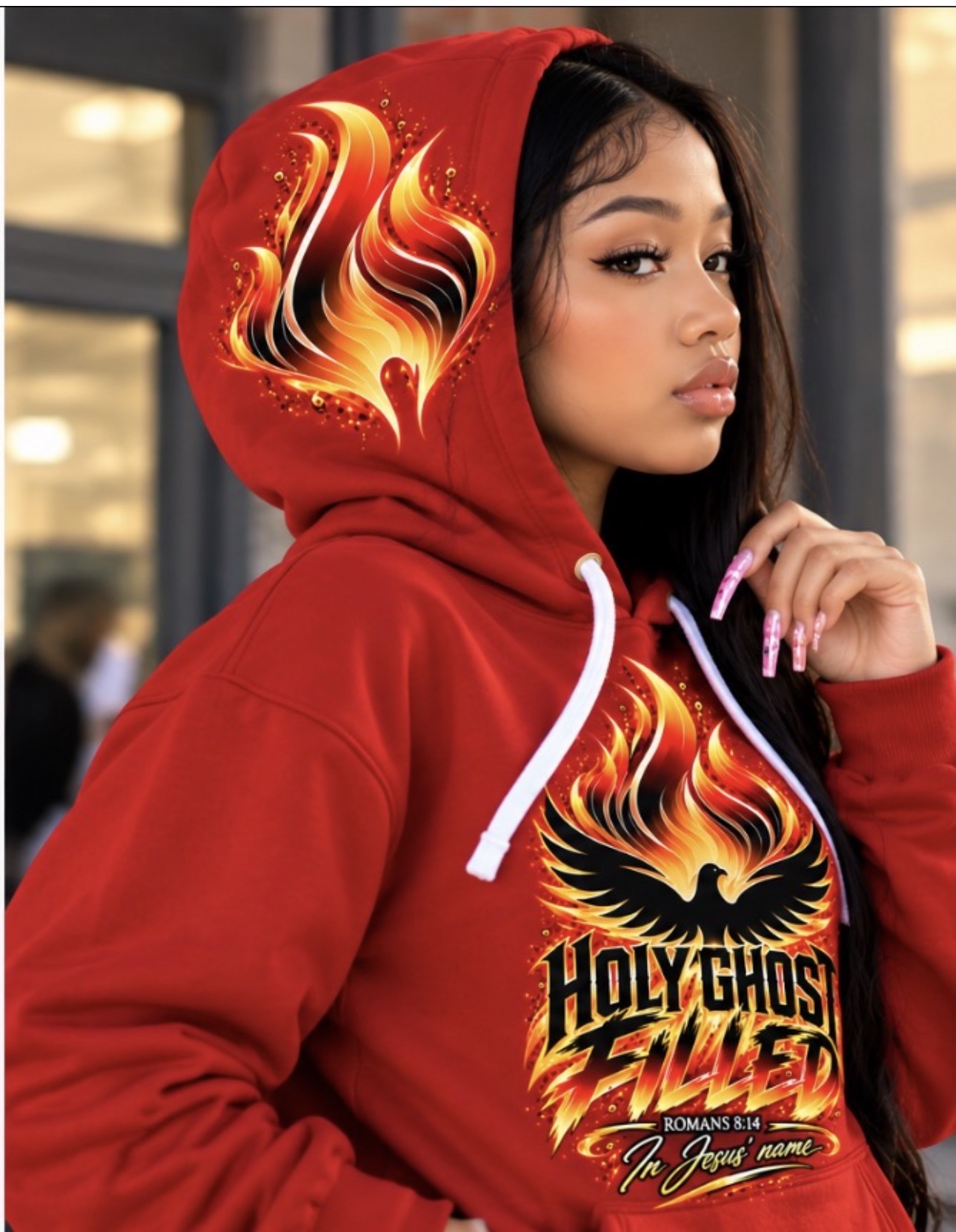 Holy Ghost Flames Hoodie - Christian Faith Flame Graphic Pullover