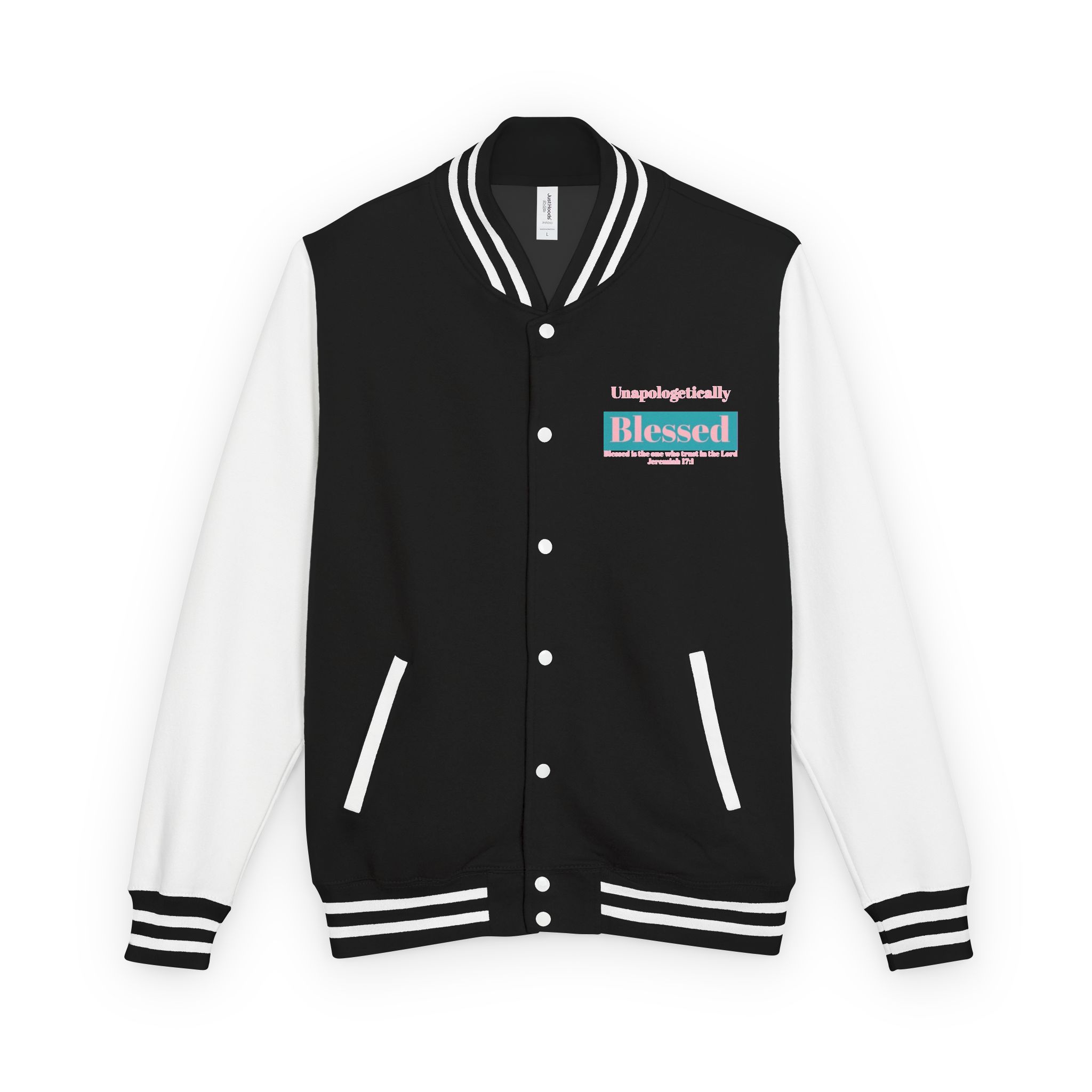 Blessed Letterman Jacket — Pink White Varsity Bomber