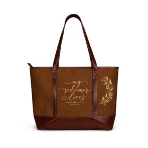 My Redeemer Lives  Floral Tote Handbag